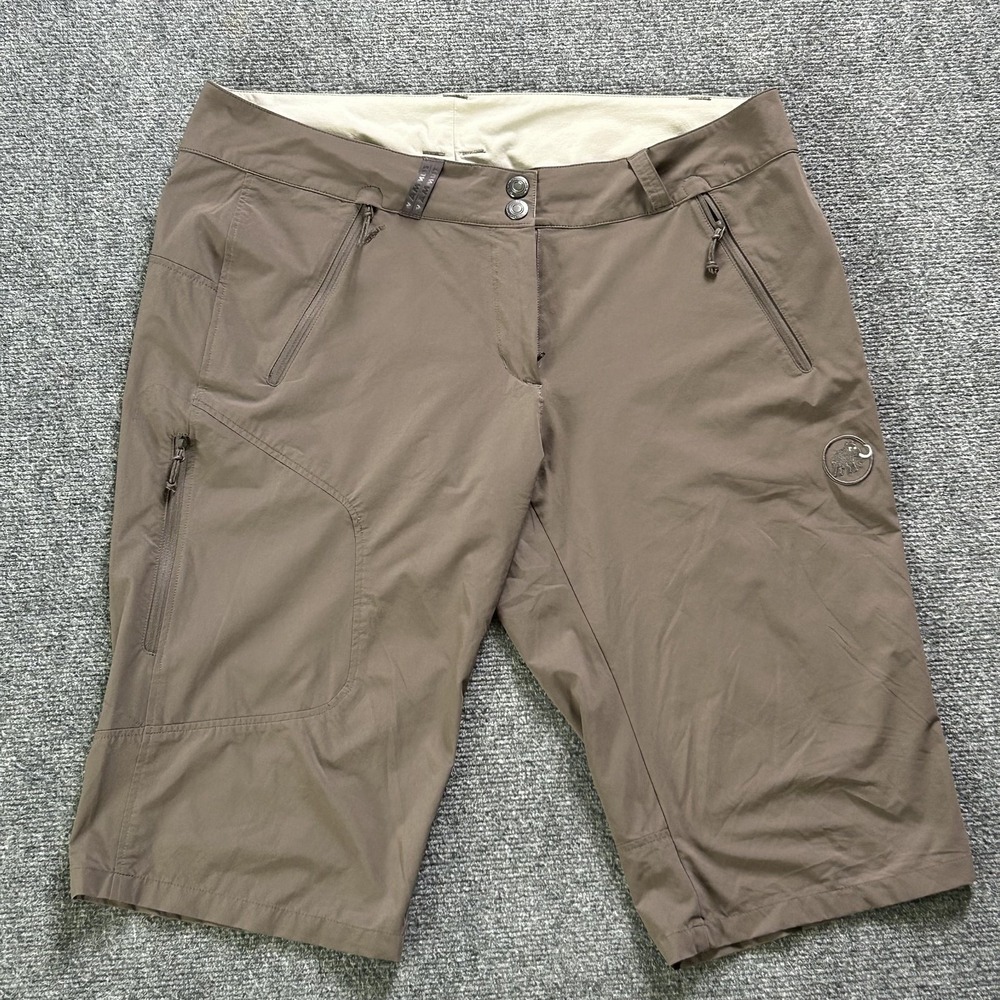 Mammut Shorts Womens 16 Brown Hiking Lightweight Zip Pocket 9 Inseam 1020-06892